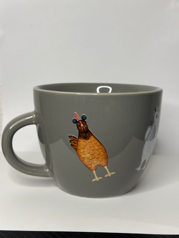 Grey chicken mug