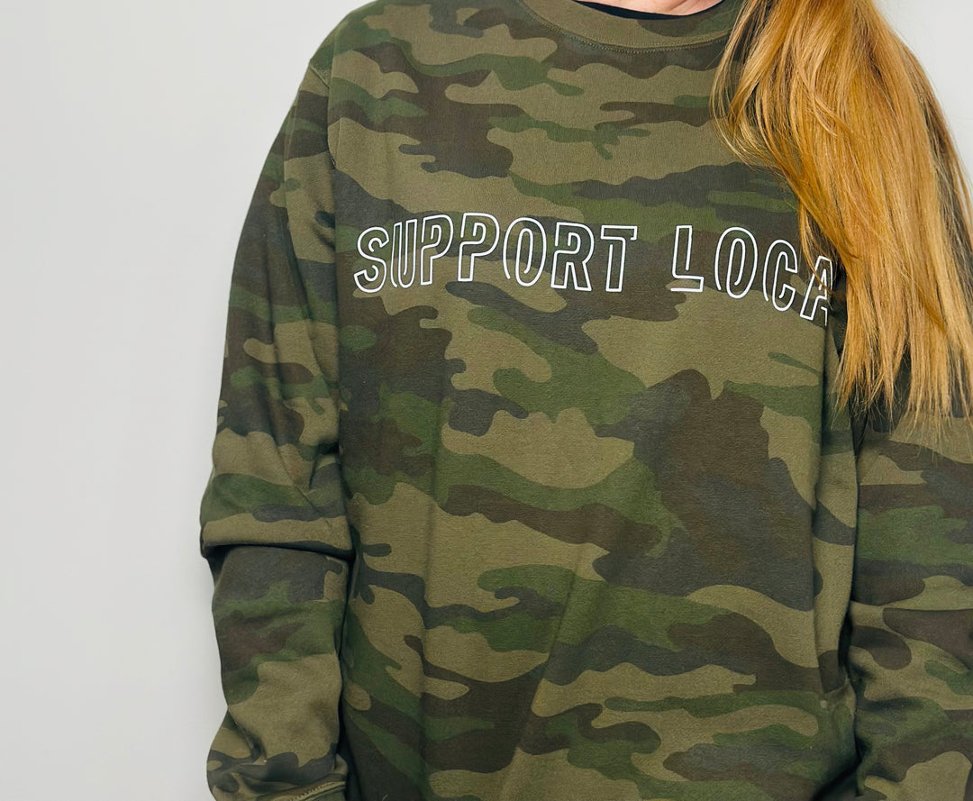 Support local sweatshirt without cow on sleeve