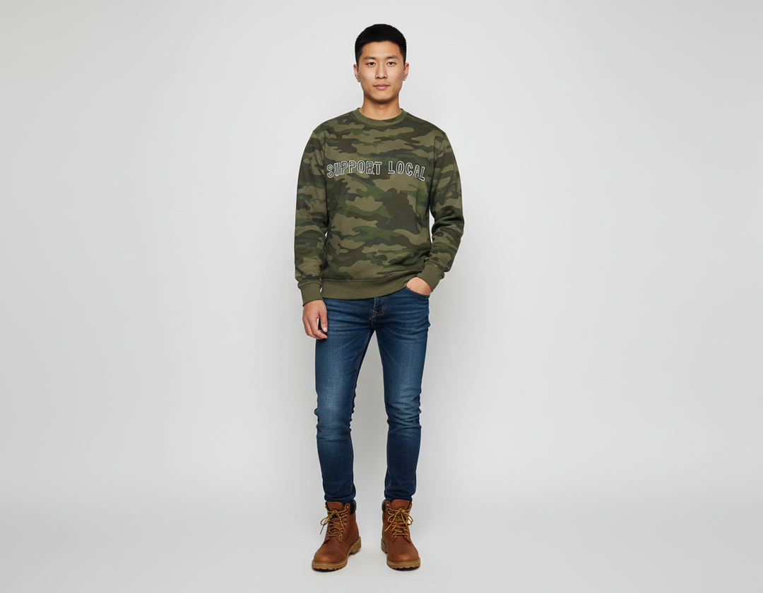 Support local sweatshirt without cow on sleeve