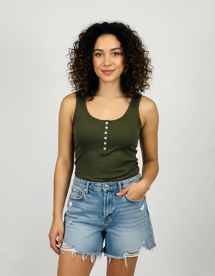 Henley tank in olive
